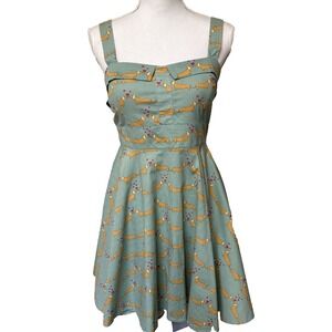 Vtg Y2K Dress Weiner Dog Dachshund Dots Retro Pinup Mini iXia SZ Lrg Novelty